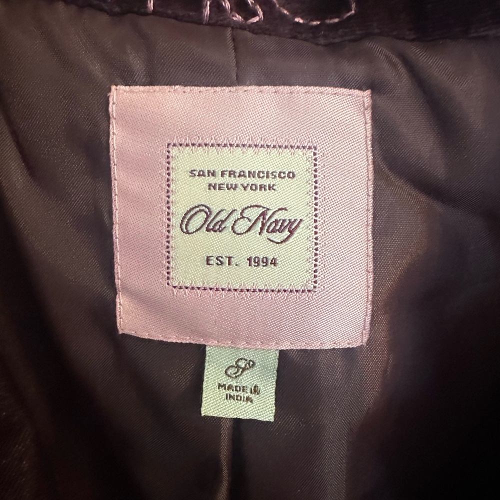 Old Navy Burgundy Velvet Blazer with Embroidery - Picture 3 of 4